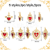 5Pcs 5 Styles Brass Enamel Pendants KK-CA0002-82-2