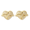 Rack Plating Brass Cubic Zirconia Heart Connector Charms KK-C084-08B-G-1