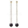 Glass Imitation Pearl Round Tassel Stud Earrings EJEW-JE06453-01-2