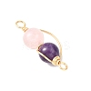 Copper Wire Wrapped Natural Rose Quartz & Amethyst Round Beded Links Connector Charms PALLOY-JF04678-03-3