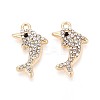Rack Plating Alloy Rhinestone Pendants PALLOY-T091-23A-G-1
