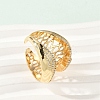 Brass Micro Pave Clear Cubic Zirconia Open Cuff Rings for Women RJEW-A059-05G-1