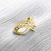 Brass Micro Pave Cubic Zirconia Cuff Rings for Women RJEW-U053-03G-1