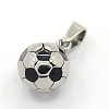 Trendy Necklace Findings 304 Stainless Steel FootBall/Soccer Ball Pendants LS-STAS-L012-B01P-1