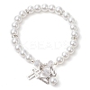 Alloy & Pearlized Glass Pearl Beads Stretch Bracelets for Women BJEW-JB11364-01-1