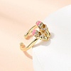 Brass Micro Pave Cubic Zirconia Cuff Open Rings for Women RJEW-B160-08G-01-2