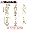 10Pcs 2 Styles Brass Micro Pave Clear Cubic Zirconia Pendants KK-HS0001-93-2