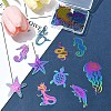 20Pcs 10 Styles Ion Plating(IP) 201 Stainless Steel Etched Metal Embellishments Pendants STAS-FS0001-52-8