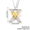 Brass Micro Pave Clear Cubic Zirconia Bee Initial Pendant Necklaces FS-WGF5E80-24-1