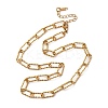 304 Stainless Steel Textured Paperclip Chain Necklaces for Women Men NJEW-A052-01G-4