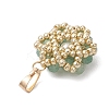 Natural Green Aventurine Faceted Round Cluster Flower Pendants PALLOY-MZ01197-04-4
