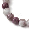 8mm Round Natural Plum Blossom Tourmaline Beaded Stretch Bracelets BJEW-JB10469-02-4