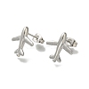 304 Stainless Steel Airplane Stud Earrings for Women EJEW-U027-02P-2