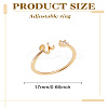 1Pc Letter Brass Rhinestone Open Cuff Rings for Women AJEW-LP0004-47U-G-2