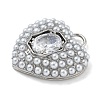 Rack Plating Brass Micro Pave Clear Cubic Zirconia with ABS Plastic Pearl Pendants KK-G515-55P-2