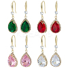 4 Pairs 4 Colors Glass Teardrop Dangle Earrings EJEW-AN0003-95-1