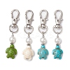 Sea Turtle Synthetic Howlite & Turquoise Pendant Decorations HJEW-JM02381-1