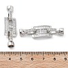 Brass with Clear Cubic Zirconia Fold Over Clasps KK-Z080-07P-3