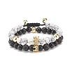 2Pcs 2 Style Cubic Zirconia Braided Bead Bracelet BJEW-JB08050-02-1