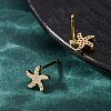 Brass Micro Pave Cubic Zirconia Stud Earrings for Women EJEW-F418-20G-3