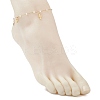 Round ABS Imitation Pearl Beads & 304 Stainless Steel Link Chain Tassel Anklets for Women AJEW-AN00738-02-3