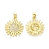 Rack Plating Brass Micro Pave Clear Cubic Zirconia Pendants KK-C011-13G-1