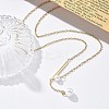 Ion Plating(IP) 304 Stainless Steel & White Plastic Pearl Round & Oval Pendant Necklaces for Women NJEW-P320-17G-2