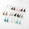 Teardrop Platinum Tone Brass Natural & Synthetic Mixed Stone Dangle Earrings EJEW-M058-M-1
