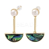 Pearl & Paua Shell Dangle Stud Earrings EJEW-P256-06G-1