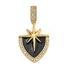 Rack Plating Brass Micro Pave Clear Cubic Zirconia North Star European Dangle Charms KK-U035-17G-02-1