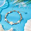 Ocean Theme Starfish Turtle Synthetic Turquoise & Coconut Braided Bead Bracelet Sets BJEW-JB11460-02-1