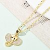 Brass Micro Pave Clear Cubic Zirconia Pendant Necklaces for Women NJEW-M084-02G-02-4