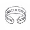 304 Stainless Steel Curb Chain Open Cuff Ring RJEW-T023-58P-2
