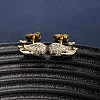 Brass Micro Pave Clear Cubic Zirconia Stud Earrings EJEW-D328-04G-03-1