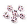 Independence Day Theme Wood European Beads WOOD-Z005-01B-01-1
