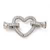 Rack Plating Brass Micro Pave Clear Cubic Zirconia Fold Over Clasps KK-A234-021C-P-1