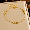 Infinity 304 Stainless Steel Rhinestone Link Bracelets BJEW-B171-12G-1