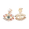 Rhinestone Eye Dangle Stud Earrings with Acrylic Pearl Beaded LS-EJEW-J045-01KCG-2