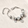Alloy European Beads Charm Bracelets BJEW-F495-15P-4