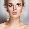 1 Pair Flower with Butterfly Alloy Dangle Stud Earrings EJEW-FI0002-03-5