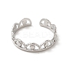 304 Stainless Steel Crown Open Cuff Ring for Women RJEW-E066-08P-2