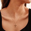 925 Sterling Silver Pave Clear Cubic Zirconia Knot Cross Pendant Necklaces for Women NJEW-F323-02G-2