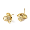 Rack Plating Brass Flower Stud Earrings with Cubic Zirconia EJEW-D061-53G-2