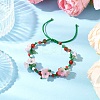 Flower Natural Natural Carnelian Braided Bracelets for Women BJEW-TA00625-01-1