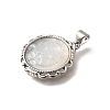Brass Pave Natural White Shell Carved Cat Pendants KK-Z091-08P-03-2