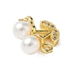 Brass Micro Pave Cubic Zirconia & ABS Plastic Imitation Pearl White Cherry Connector Charms KK-I276-56G-01-2