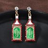 Zinc Alloy Enamel Stud Earrings EJEW-Z088-03G-02-1