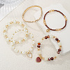5Pcs 5 Styles Crystal Rhinestone & Plastic Pearl & Glass Beads Stretch Bracelets FS-WG170EC-01-3