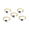 Blue Cubic Zirconia Teardrop Open Cuff Ring RJEW-H120-05G-4