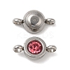 304 Stainless Steel Single Rhinestone Connector Charms STAS-E194-13P-M-3